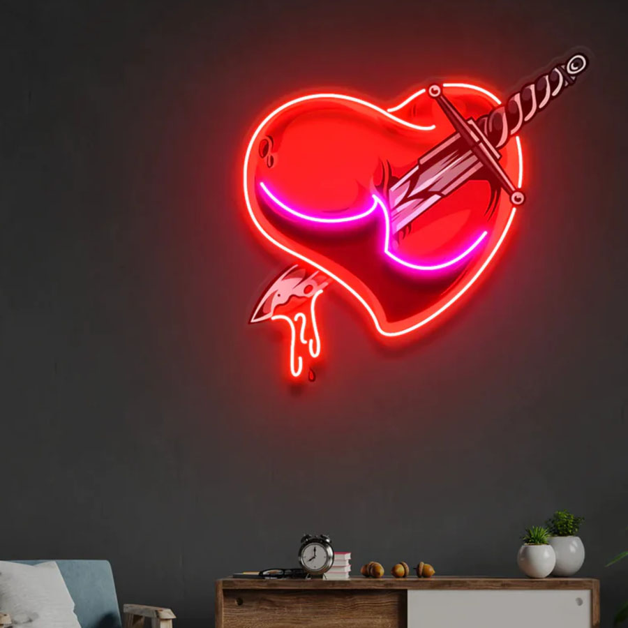 Commercial Glass Printing - Love Hands Neon Artwork Neon Light